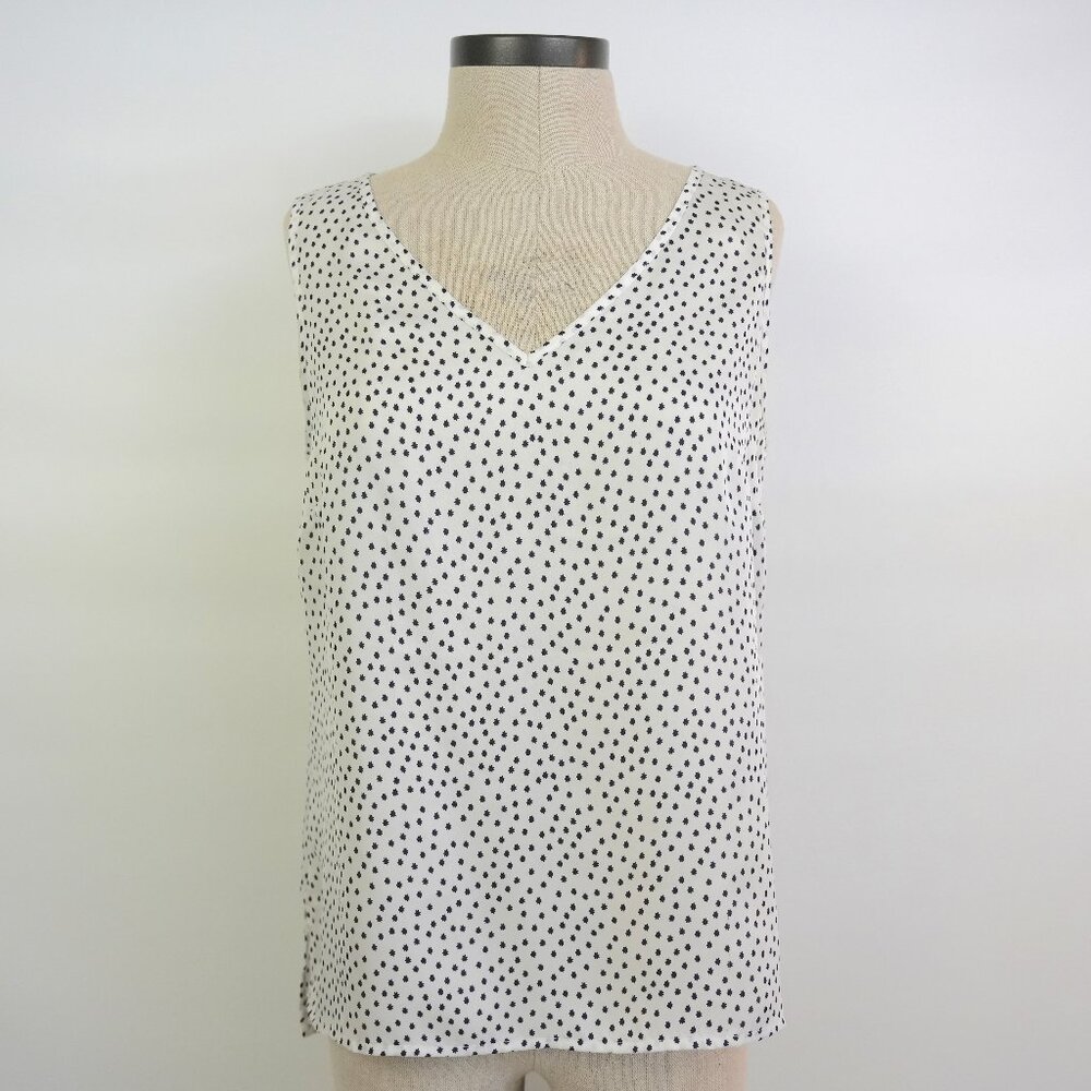 Evan Picone Women's White and Black Star Polka Dot Camisole Blouse Top Size 8